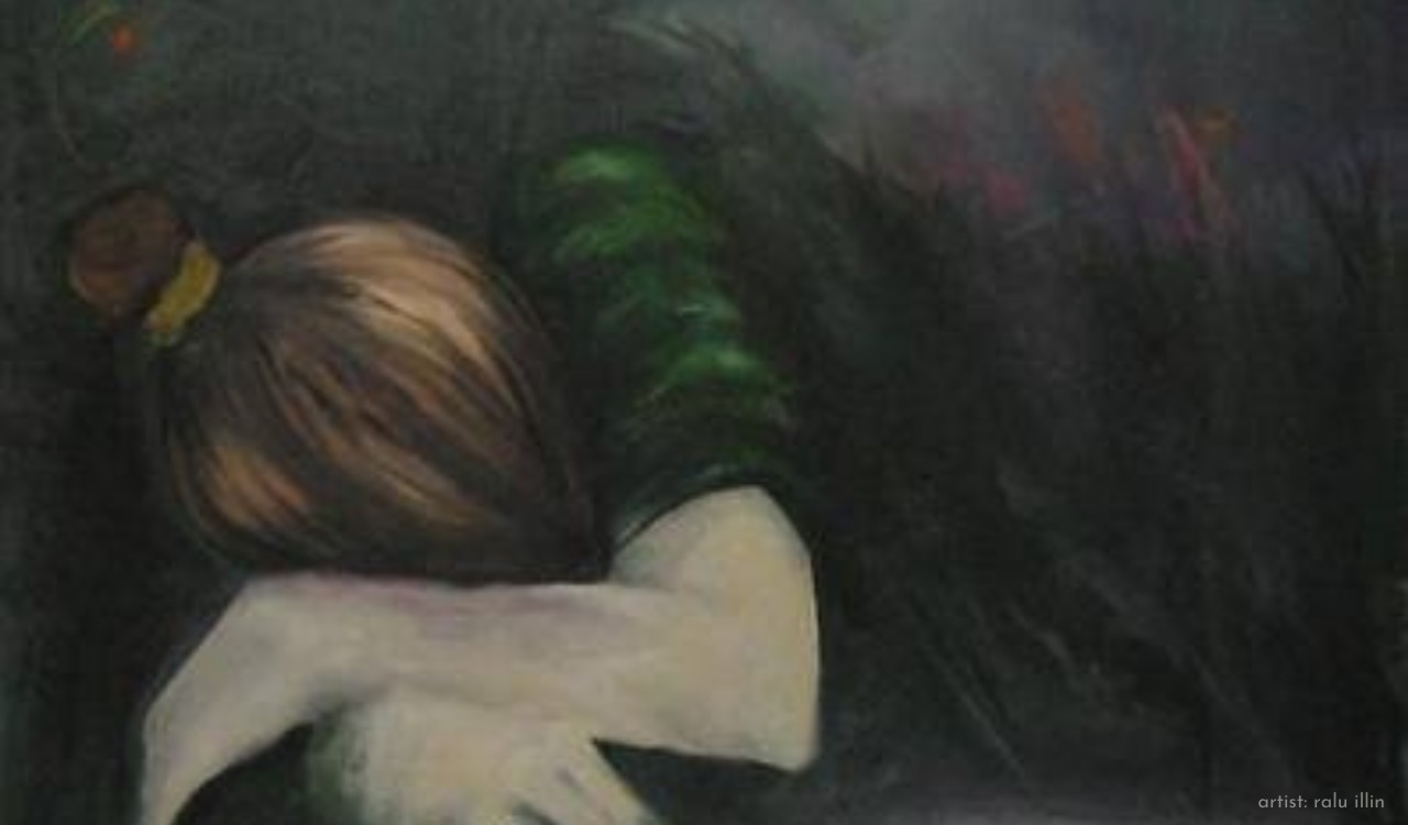 grieving woman painting by raluca illin