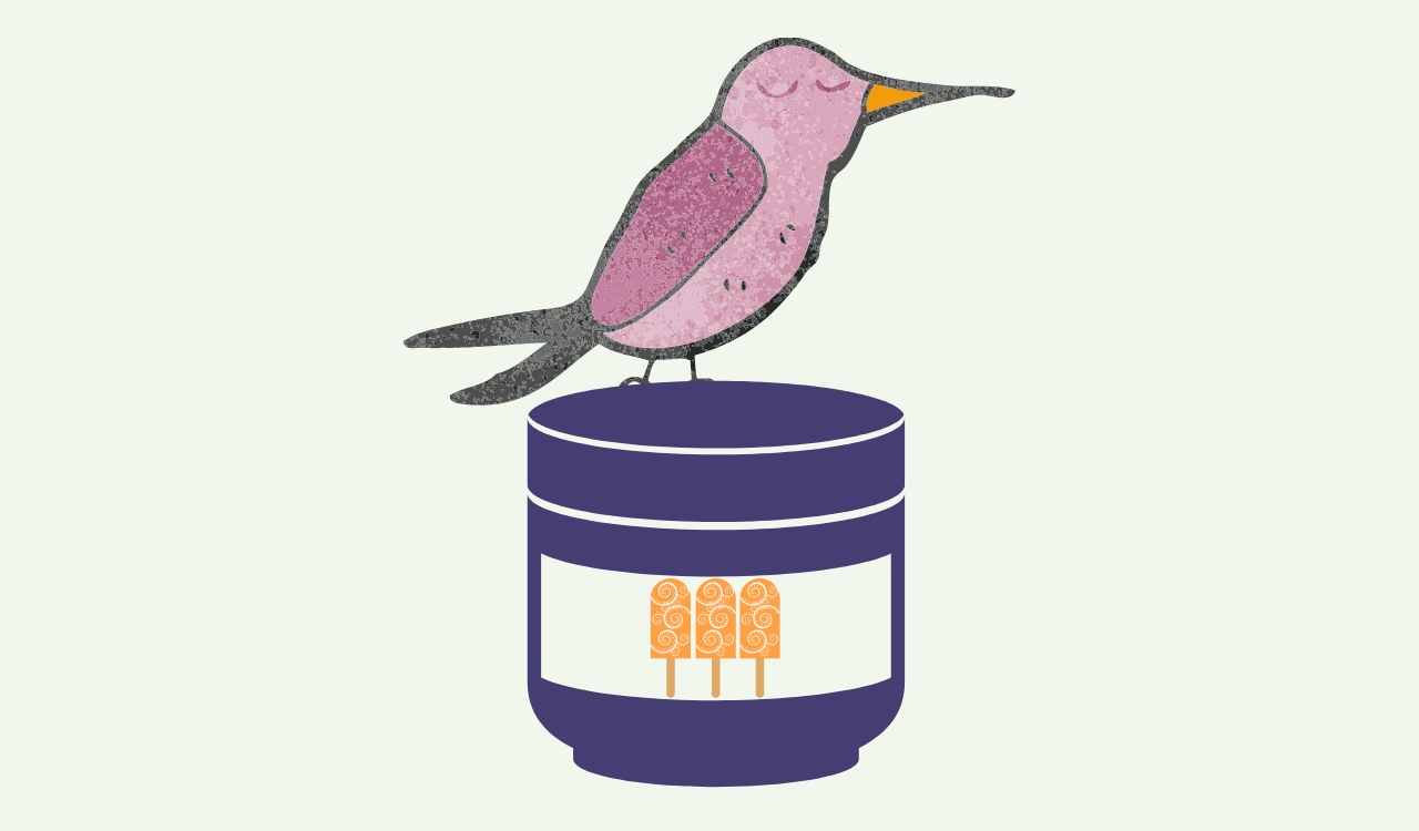 Bird on top of jar