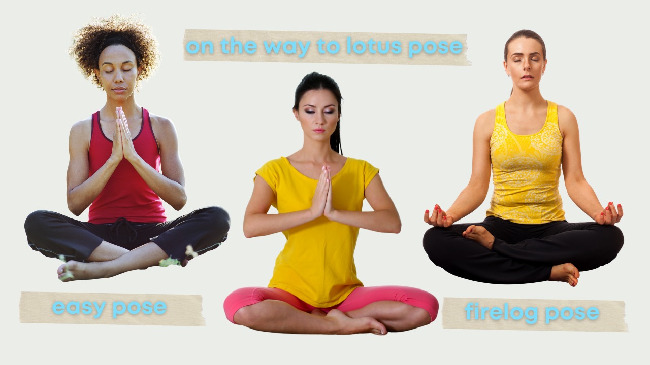 seated yoga pose collage