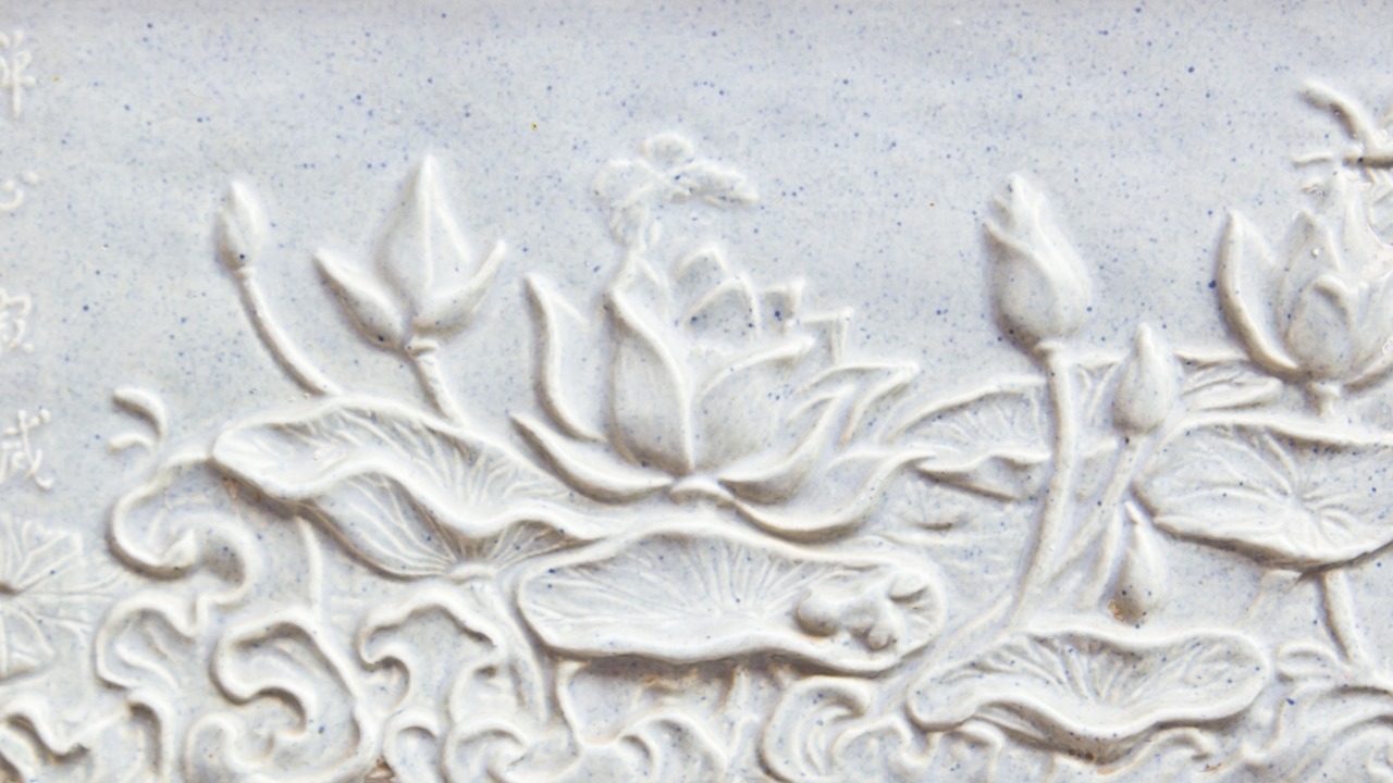 Relief sculpture of lotus pond