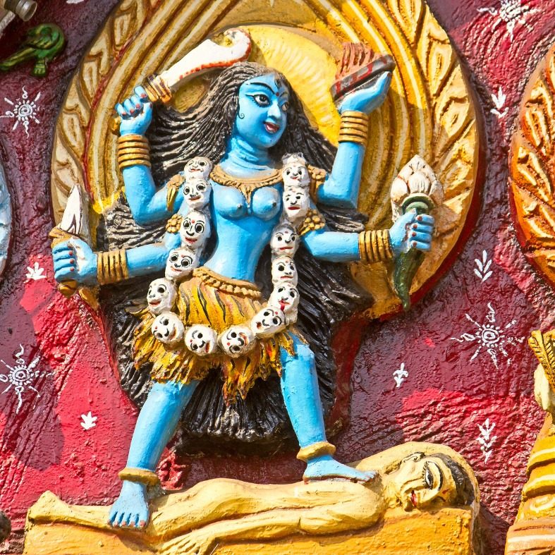 Kali on the temple wall of Kali Temple in Puri