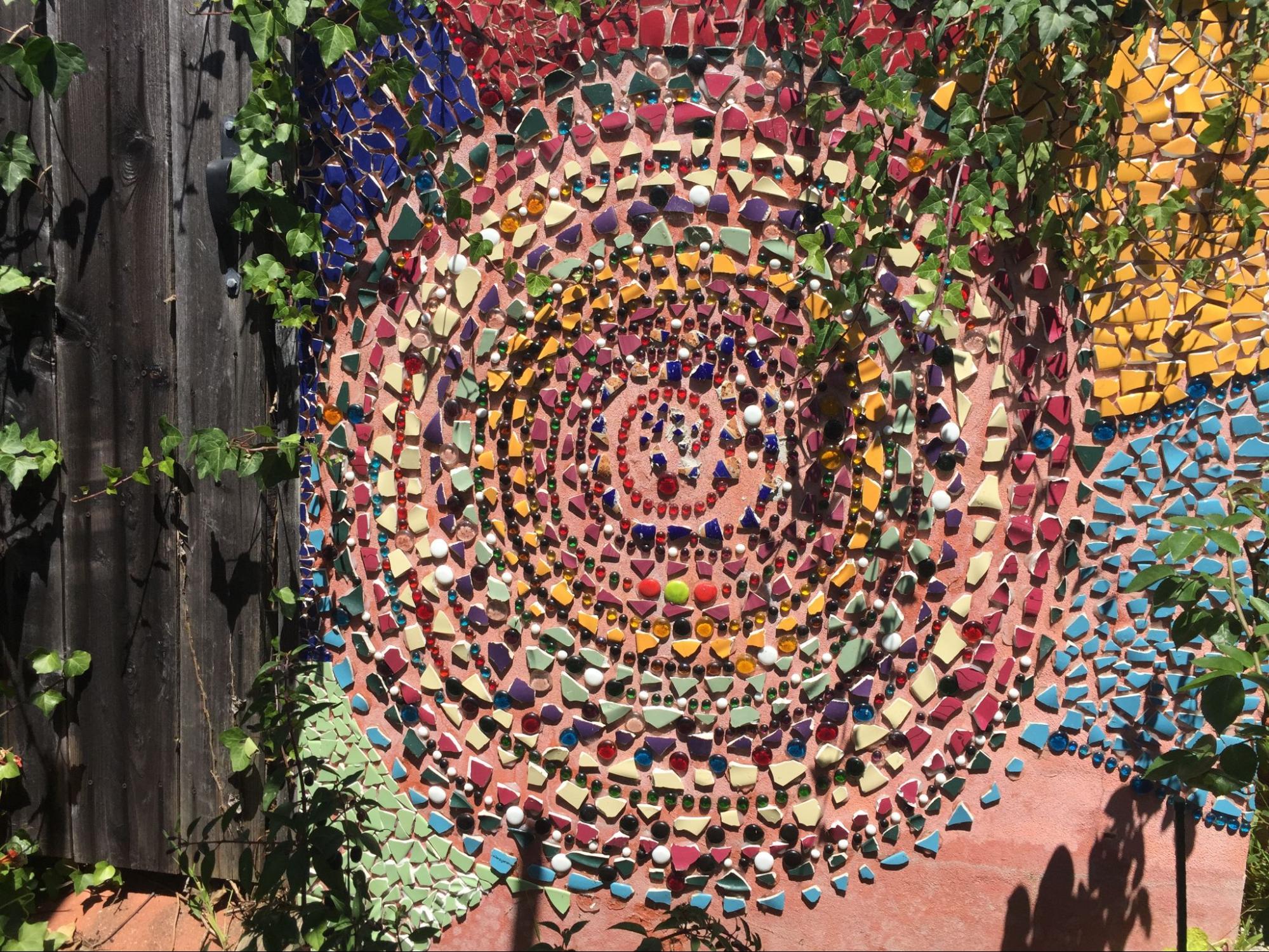 The spiral tiled holy wall in the garden